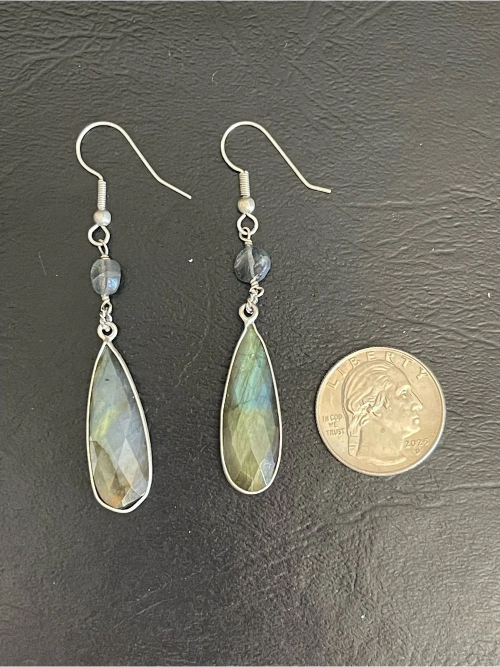 Labradorite Teardrop Dangle Earrings